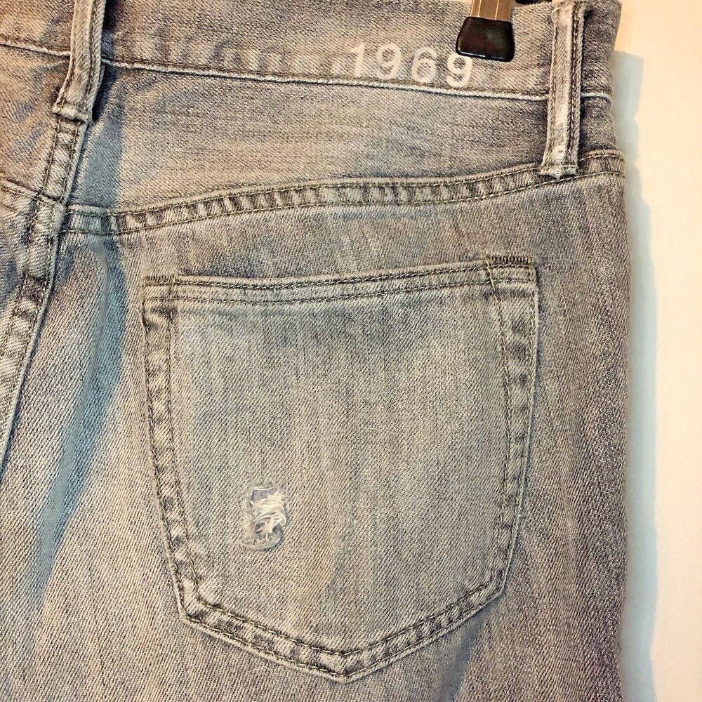 Gap Mens Straight Jean 1969 Light Gray Faded Ringspun Denim 100% Cotton 30 x 30 - Picture 8 of 8